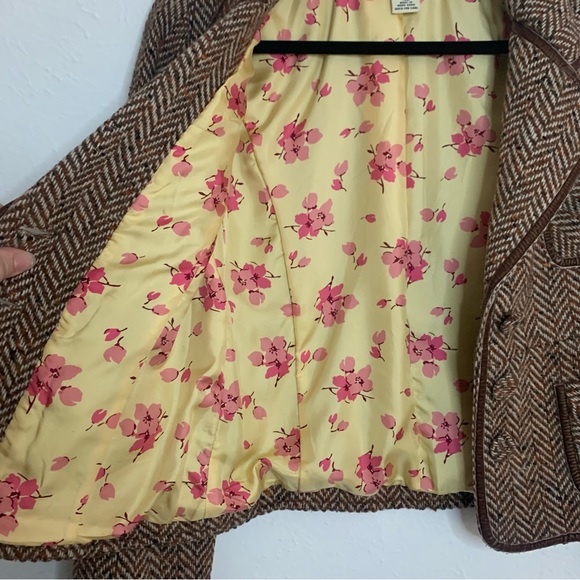 Vintage Abercrombie & Fitch Wool Silk Herringbone Blazer Y2K Retro Work Medium - Picture 9 of 10